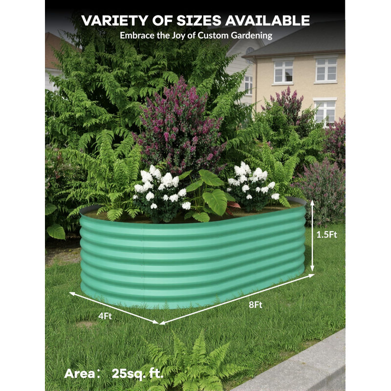 2Pack Steel Raised Garden Bed,Metal Deep Root Planter Box for Vegetables Flowers Herbs,Large Oval Garden Planting Bed,Easy Assembly ( 8x4x1.5ft )