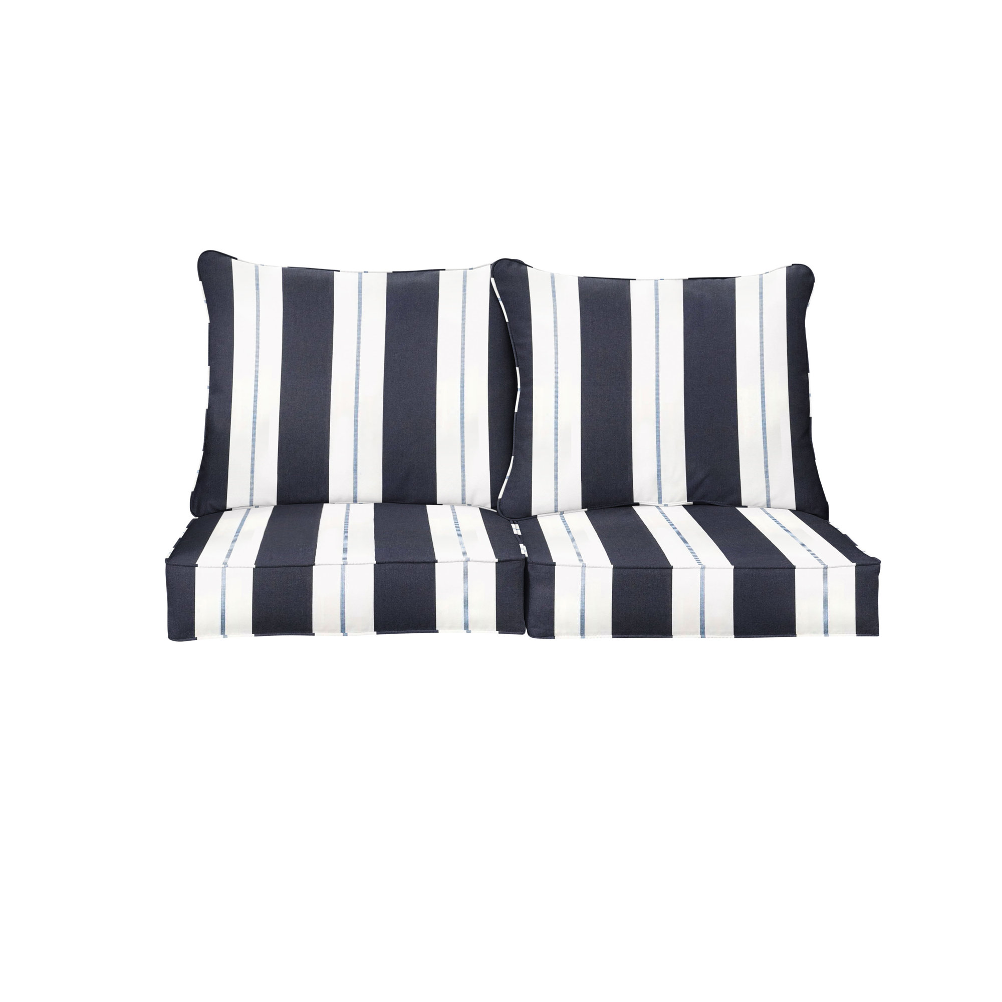 Deana Outdoor Sunbrella Seat/Back Cushion, Navy Stripe Sunbrella®, 29" W x 27" D