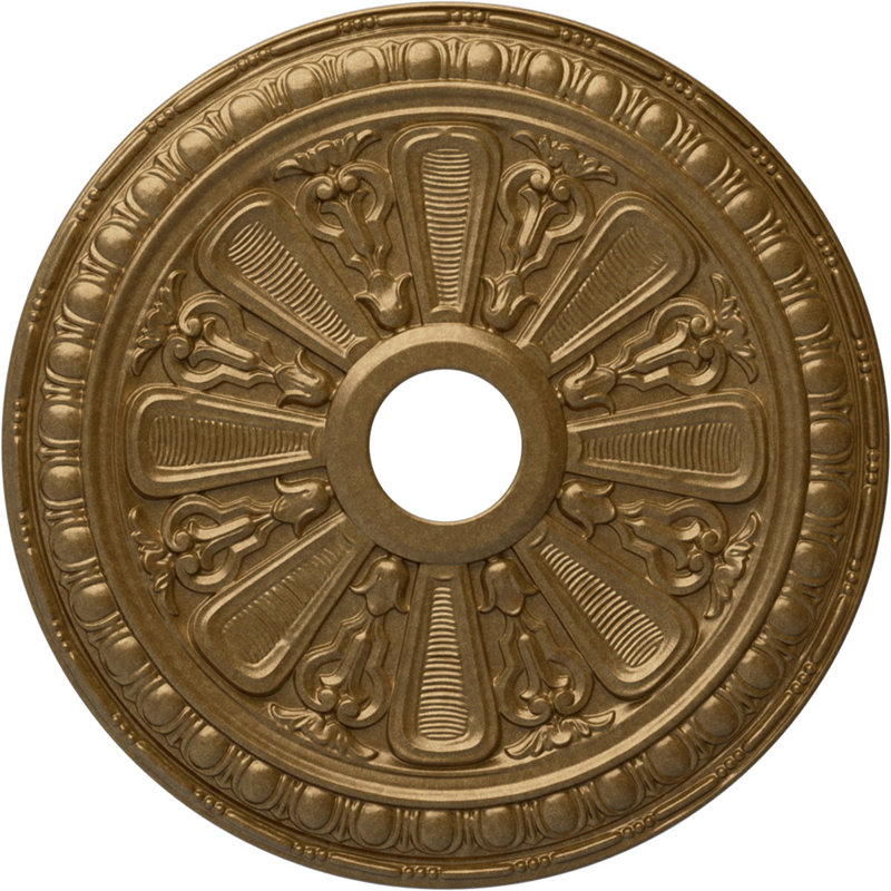 Endurathane Bristol Ceiling Medallion, 23 1/2"OD x 3 7/8"ID x 1"P (Fits Canopies up to 3 7/8"), Hand-Painted Pale Gold Finish