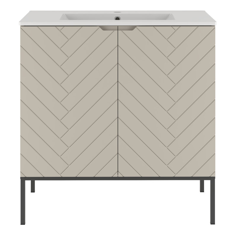 Braydi 81mm Bathroom Vanity with Basin, Beige/Black