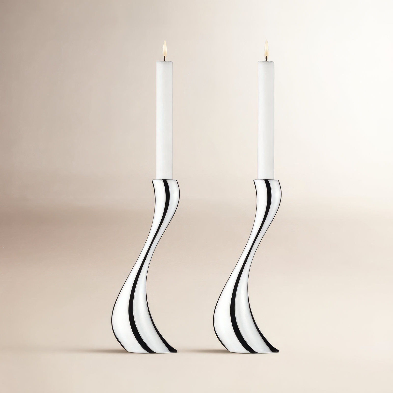 Cobra Stainless Steel Candlestick, Stainless Steel, 6.3" H x 2.95" W x 3.35" D