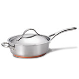 Anolon Nouvelle Copper Stainless Steel Sauté Pan with Lid and Helper Handle, 3-Quart, Silver