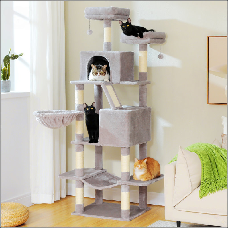 Arbre à chat, grande tour à chat de 71 pouces, Gris