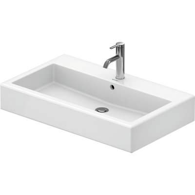 04548000001 Vero White with WonderGliss Ceramic Rectangular Wall Mount Bathroom Sink with Overflow