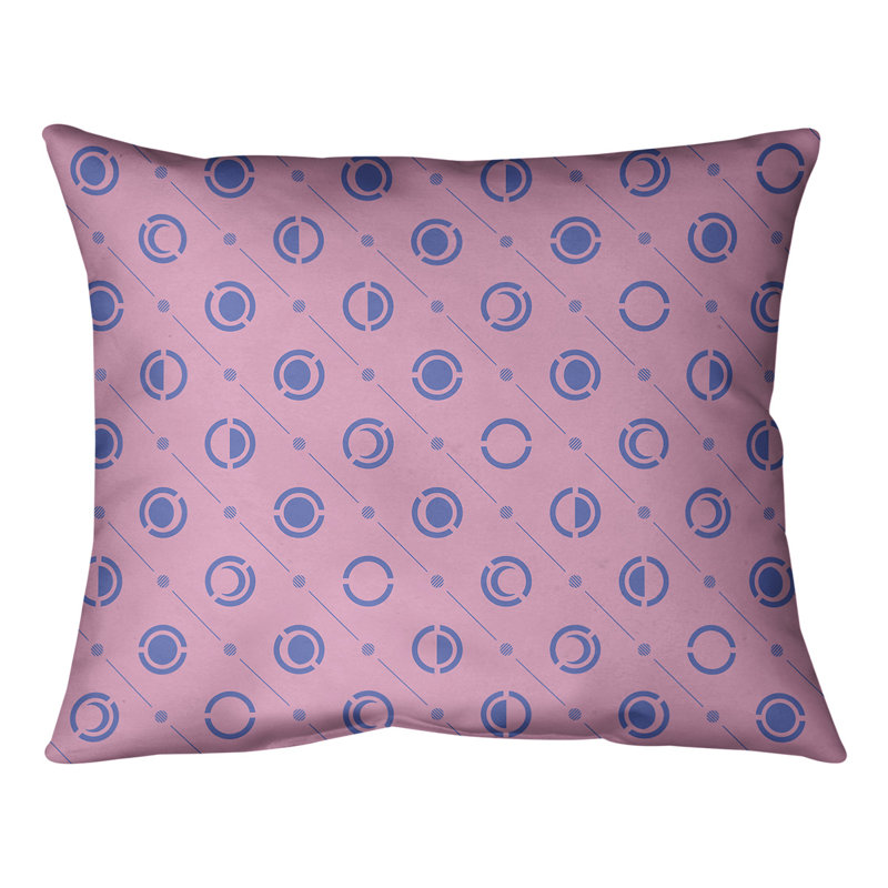 Coussin lombaire Moon phases, H 10 po x l 14 po, Rose/bleu marine, Duvet/plume