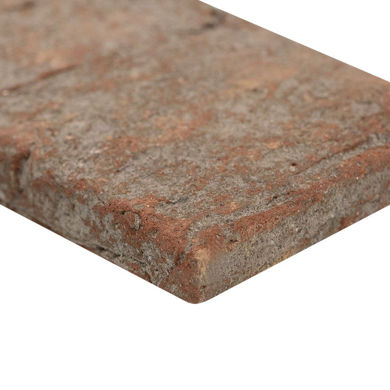 Terabrik 11 in. x 28 in. Matte Textured Clay Brick Mosaic Floor and Wall Tile, Rustic Rouge