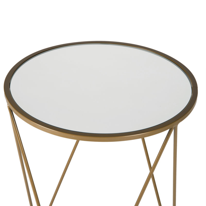 Chylie Mirrored Glass Top End Table, Gold