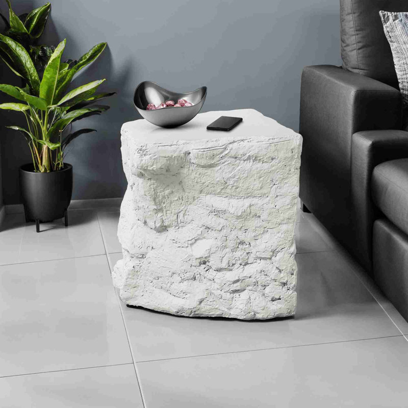 Table d'appoint d'inspiration pierre naturelle, Blanc
