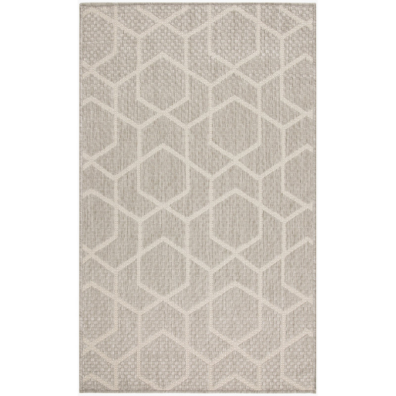 Reidy Modern Indoor/Outdoor Rug, Gray, Rectangle 3' x 5'