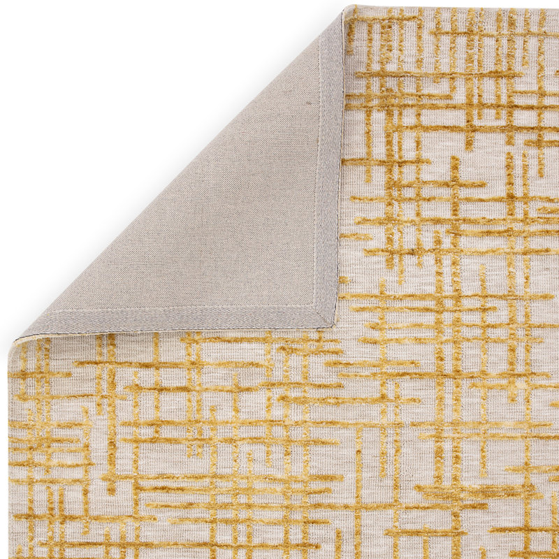 Clemones Draft Gold Area Rug, Rectangle 200 x 290 cm
