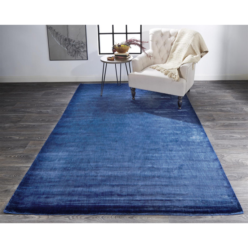 Tapis bleu touffeté à la main Areli, Rectangle 5 pi 6 po x 8 pi 6 po