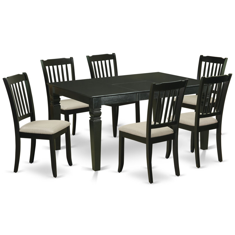 Ensemble de table de salle à manger 7 pièces 7 pièces, Noir