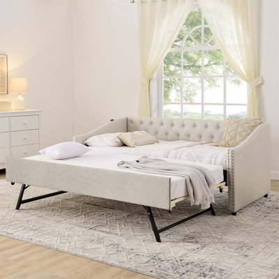 Multifunctional Daybed With USB Charging, Pull-Out Extendable Bed, And Elegant Button-Tufted Design For Modern Living