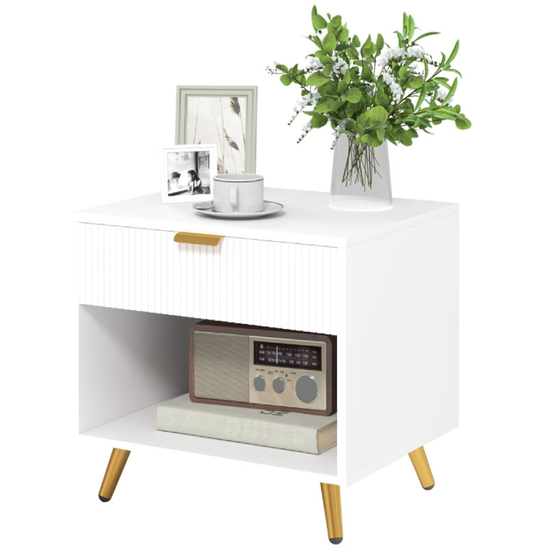 50cm W Engineered Wood Bedside Table