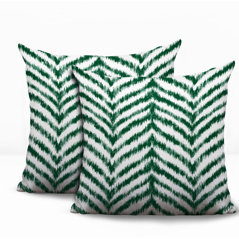 Oreiller réversible intérieur / extérieur à imprimé zébré Kent, 20x20, Green