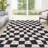 Large Checkered Area Rug – Washable, Non-Slip, Low Pile, Soft & Mark Resistant Carpet for Living Room, Bedroom, Playroom – Easy Clean – Navy Blue, 9x12ft (USA)-714650030