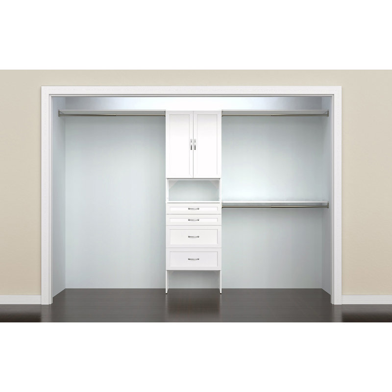 SuiteSymphony 84" W - 120" W Closet System with Drawers and Doors, Pure White