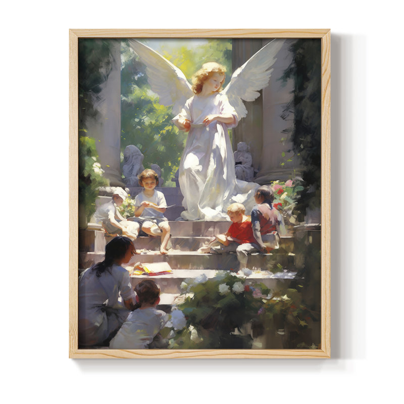 Religious Series CDLIX, reproduction encadrée - bois massif, Naturel, H 15 po x l 12 po