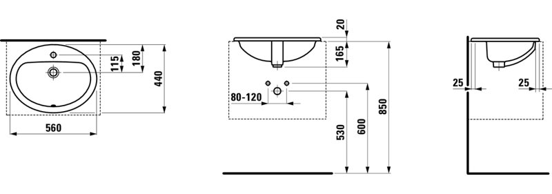Laufen PRO 22.05'' L Bathroom Sink