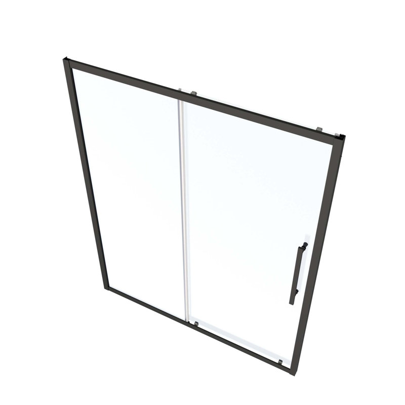 Sliding Shower Door,Sliding Door,Withtempered Glass, Black