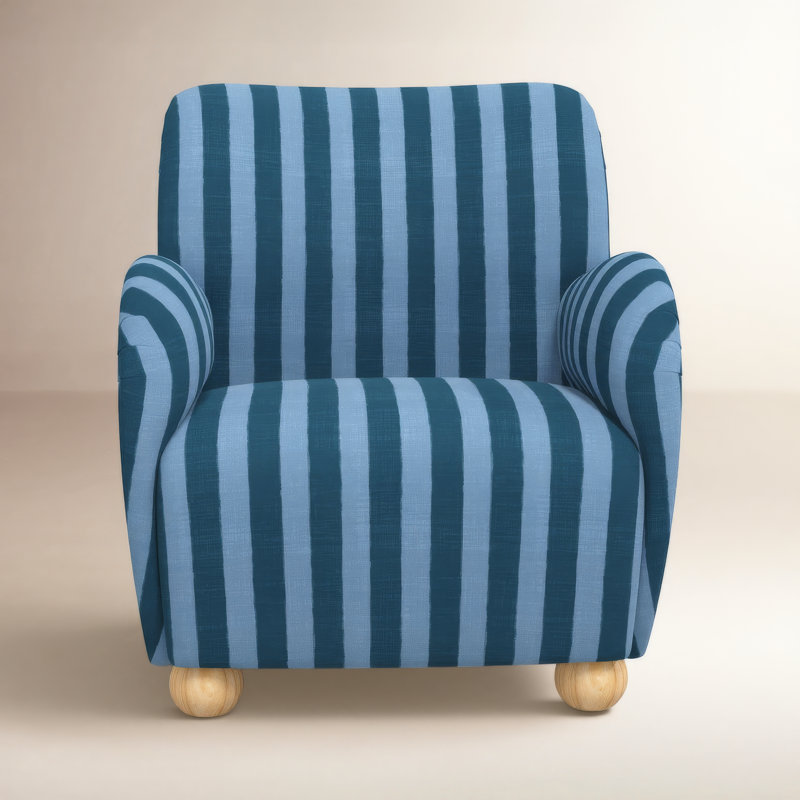 Fauteuil Cowen, Toile bleue brossée ton sur ton