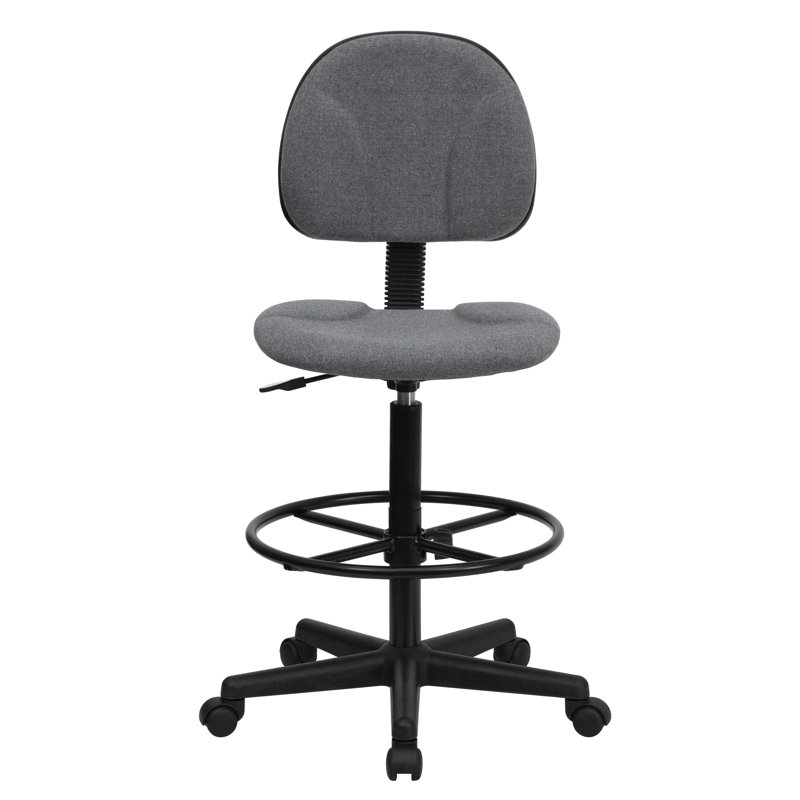 Fabric Drafting Chair with Adjustable Cylinders, Grey, Not Included