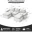 Canapé modulaire 111 po avec méridienne en forme de U, canapé modulaire en velours côtelé avec repose-pieds, siège désossé avec assise profonde dans une boîte pour le salon, sans assemblage requis (blanc)-1353319048