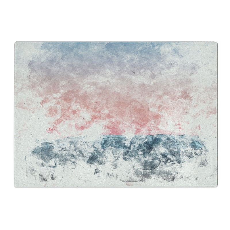 Tempered Glass Sunset over the Mountains Chopping Board, 28.5 cm x 39 cm