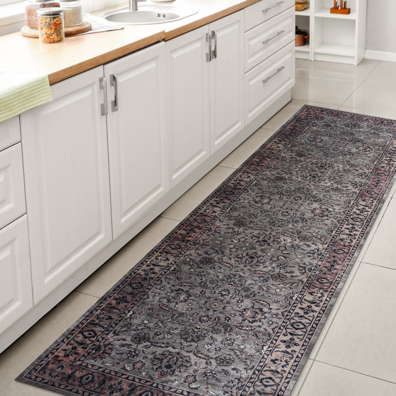 Tapis mauve / gris Sarok Ornate, Tapis de couloir 2 pi x 8 pi