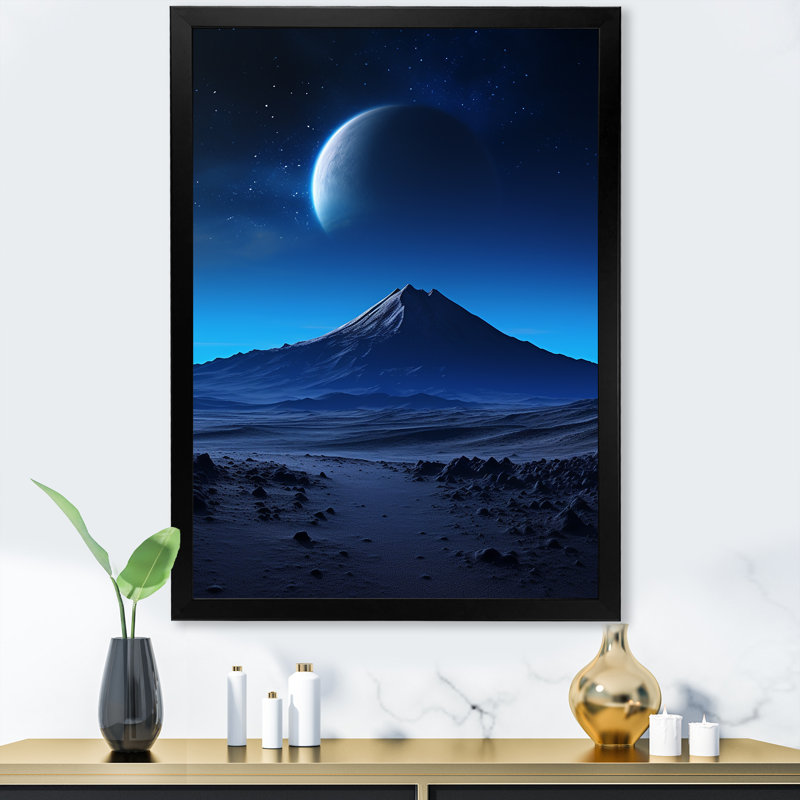 Paysage lunaire volcanique II, Cadre simple noir, H 32 po x l 24 po x P 1 po