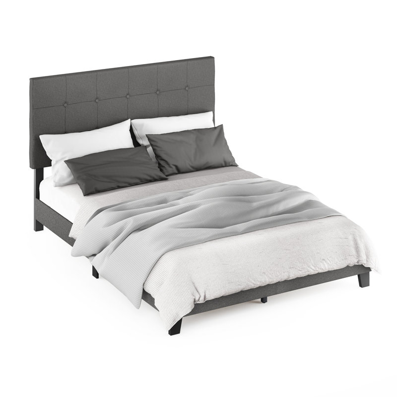 Anding Upholstered Slat Bed, Stone, Queen