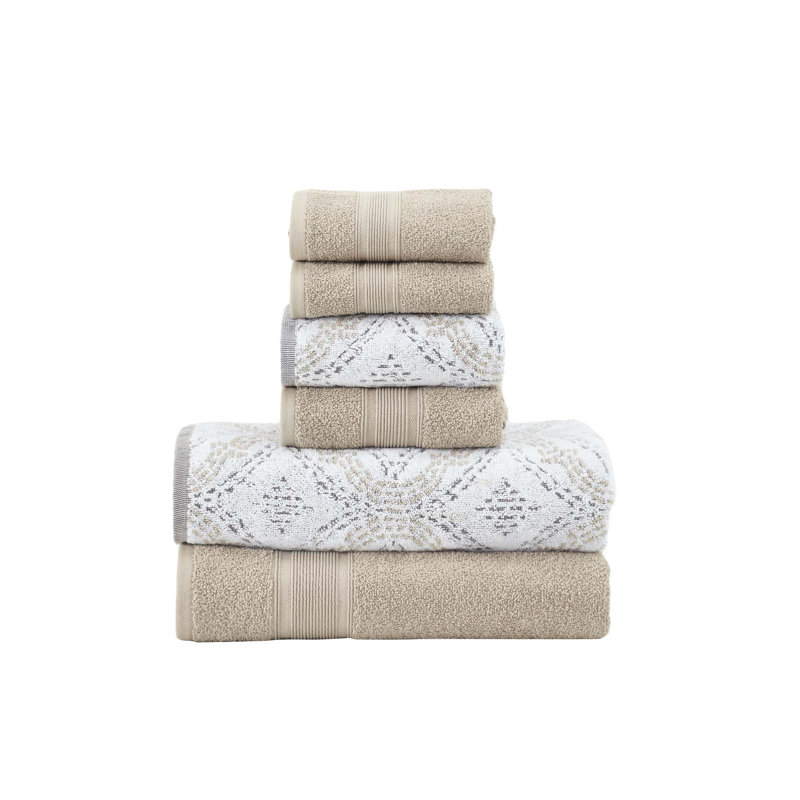 Modern Threads Capri 6-Piece Reversible Yarn Dyed Jacquard Towel Set - Bath Towels, Hand Towels, & Washcloths - Super Absorbent & Quick Dry