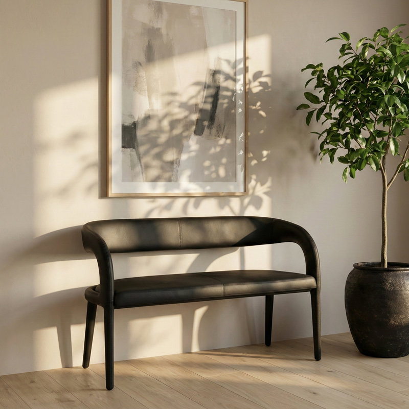 Banc en similicuir Sylvester Aurich, Cuir végétalien noir