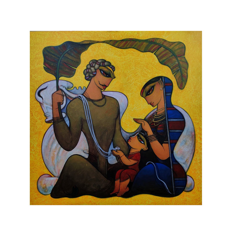 Famille heureuse | Acrylique sur toile | Par Ramesh Gujar