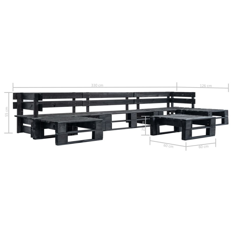 6 Seater Sofa Set, Black