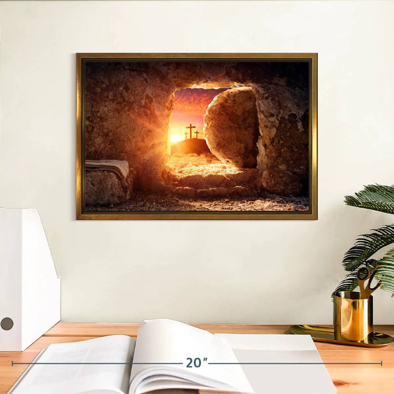 Resurrection Of Jesus Christ, 13" X 9", Floating Frame Gold
