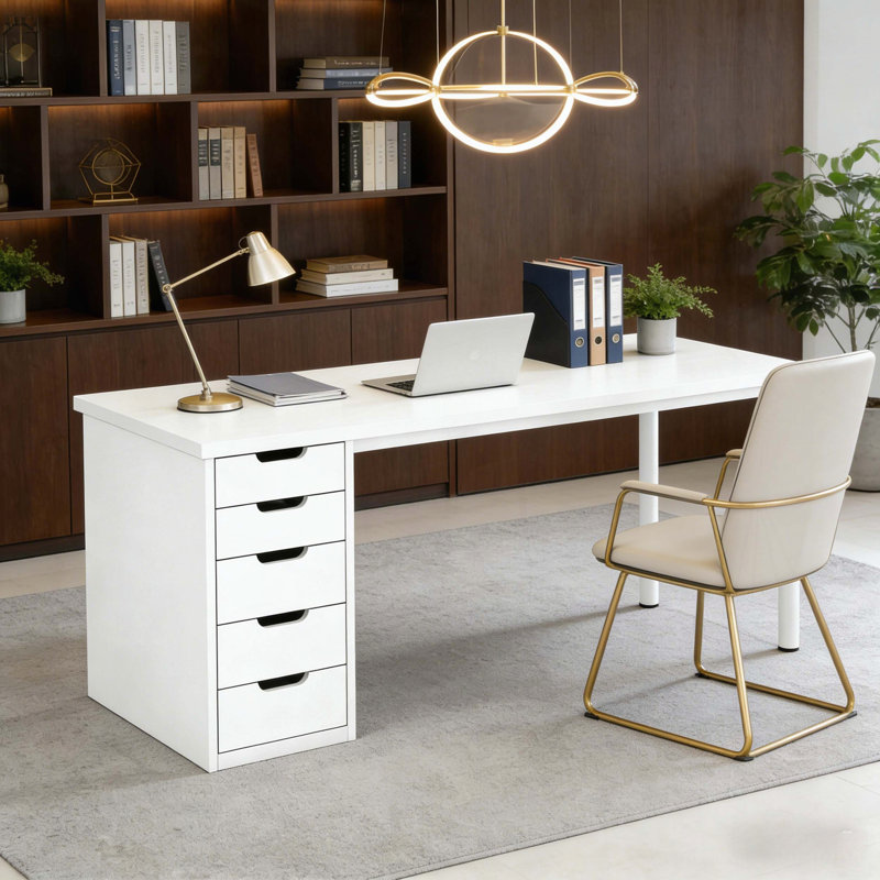 Classic Computer Desk with 5 Drawers