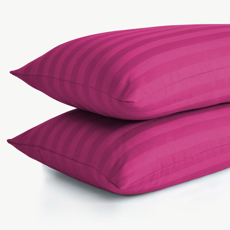Aspire Homeware Ultra Soft & Breathable Microfiber Striped Pillowcase (Pack Of 2), Pink