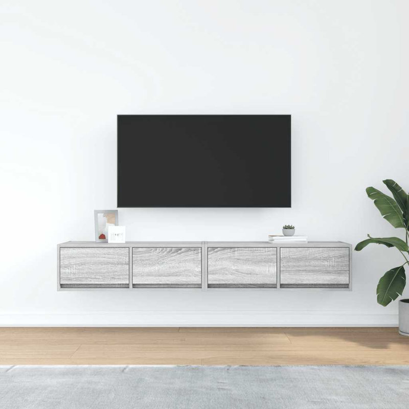 TV Cabinets 2 Pcs 31x25.5 Cm Engineered Wood, Grey Sonoma, 80 cm