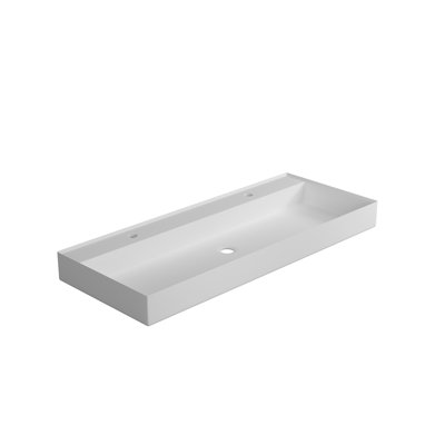 Stone Resin Solid Surface Vanity Basin, Matte White Tint, 48.42 In Deep, 18.41 Wide, 4.7 High, 54.43 Lb, Adaptable To All Bathroom Layouts, High - Grade Durability Discoloration, Multiple
