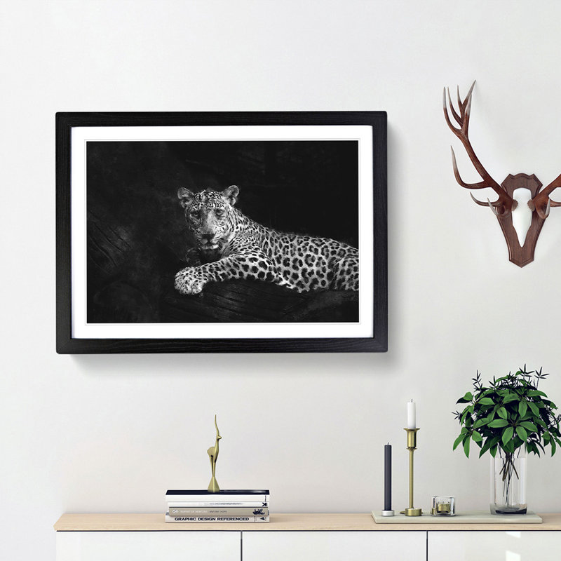 Leopard - Picture Frame Graphic Art Print, 62cm H x 87cm W x 2cm D, Black Framed