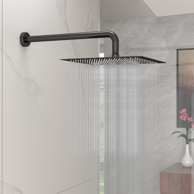 12 Inch Rain Shower Head High Pressure High Flow Square Stainless Steel Rainfall Showerhead, Oil Rubbed Bronze