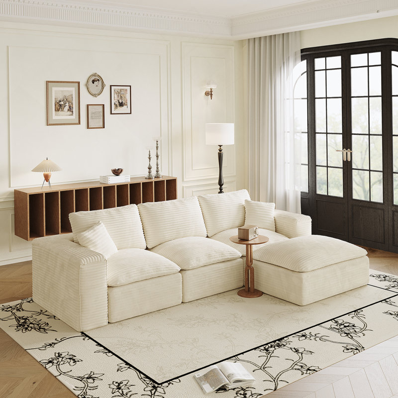 Canapé modulaire Cloud avec méridienne interchangeable en forme de L, conception modulaire moderne, assise profonde, rembourré pour le salon et la chambre à coucher, aucun assemblage requis