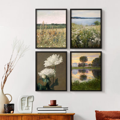 Vintage Landscape XCI  Framed Print - Set of 4