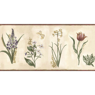 Bordure de papier peint l 15 pi x l 10,5 po sage fleurs butterlies Dolcie