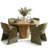 4 - Person Dining Table Sets With Solid Wood Round Table & 4 Upholstered Fabric Chairs-876203490-876203492