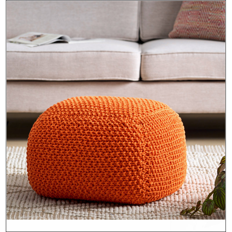 Pouf en coton Hollis, Orange