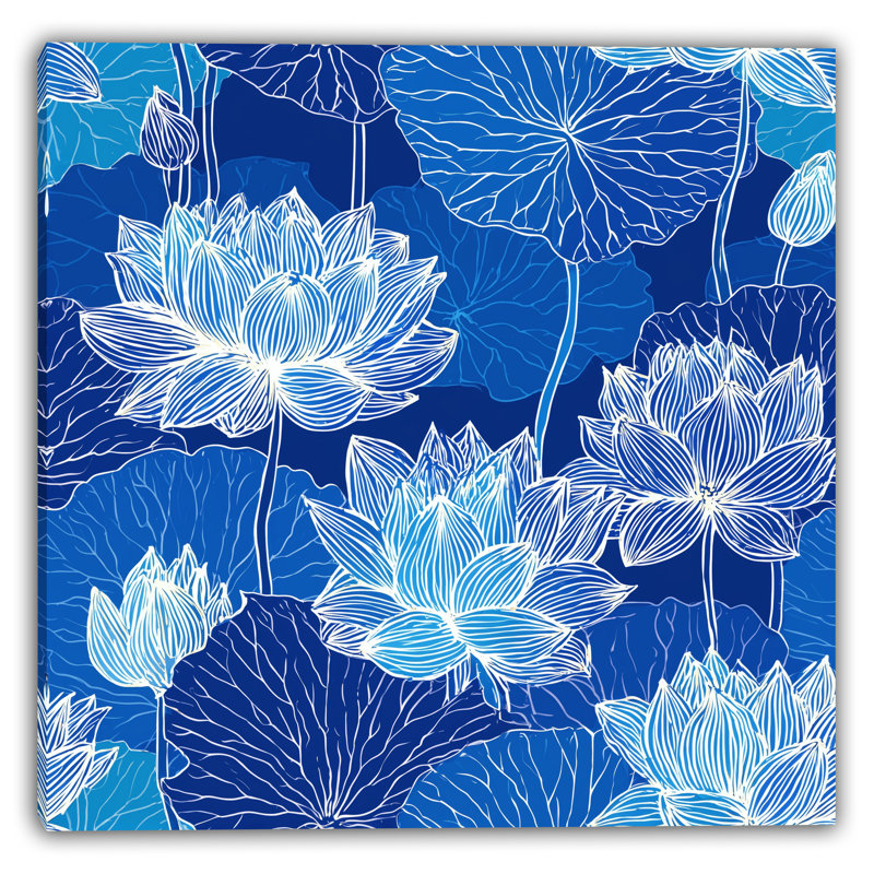 "Indigo Lotus Bloom", art mural sur toile tendue