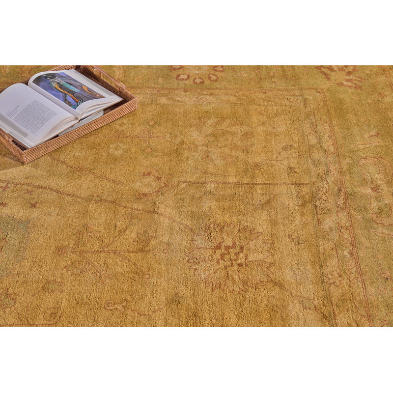 Handmade Red Floral Wool Rectangular Area Rug 11'9" x 14'4"
