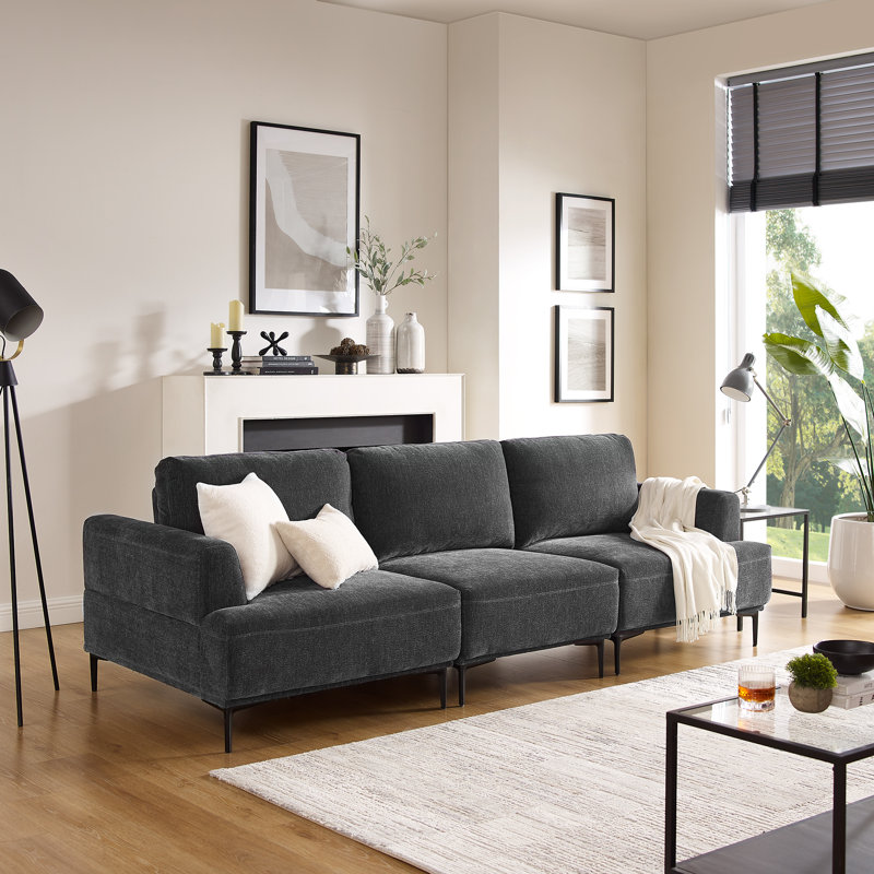 Dinardi Upholstered Sofa, Gray, 3, 96"W